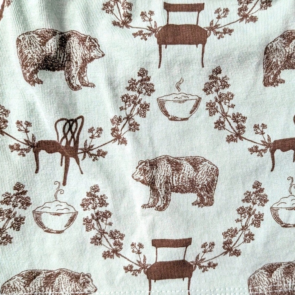 Kate Quinn Goldilocks Dress Organic Cotton Mint Green Brown Bears & Chairs 6-12M - Picture 4 of 10